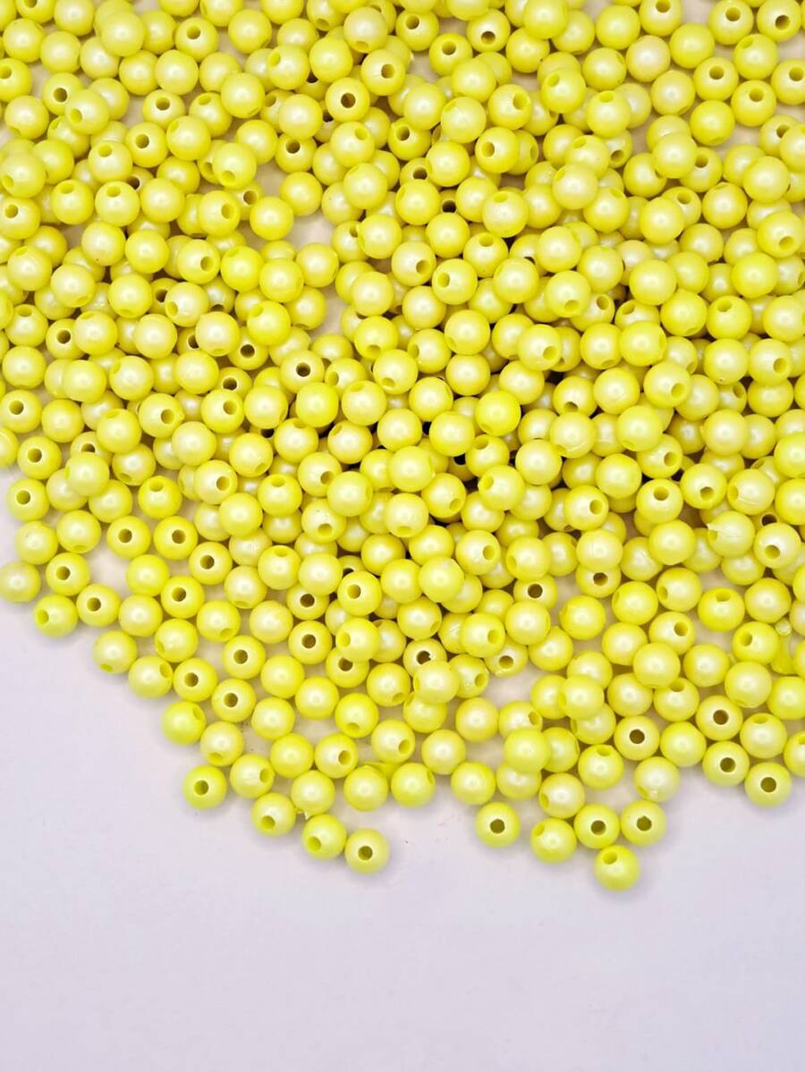 Perlas Colores Plástico 6mm  300 piezas para hacer pulseras collares accesorios DIY - Amarillo - Ver 1