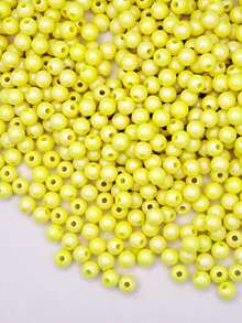 Perlas Colores Plástico 6mm  300 piezas para hacer pulseras collares accesorios DIY - Amarillo - Ver 2