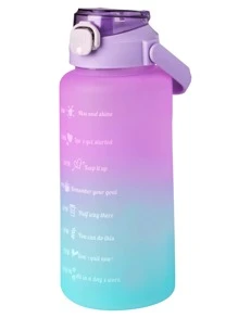 1 Botella De Agua 2 Litros Con Popote y Marcador De Tiempo para deportes y fitness, ideal para uso doméstico y de viaje al aire libre. Resistente a caídas y no se rompe fácilmente, Botella De Agua deportiva Motivacional 2 Litros Ag Box - Multicolor - Ver 1