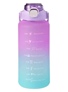 1 Botella De Agua 2 Litros Con Popote y Marcador De Tiempo para deportes y fitness, ideal para uso doméstico y de viaje al aire libre. Resistente a caídas y no se rompe fácilmente, Botella De Agua deportiva Motivacional 2 Litros Ag Box - Multicolor - Ver 2