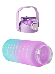 1 Botella De Agua 2 Litros Con Popote y Marcador De Tiempo para deportes y fitness, ideal para uso doméstico y de viaje al aire libre. Resistente a caídas y no se rompe fácilmente, Botella De Agua deportiva Motivacional 2 Litros Ag Box - Multicolor - Ver 3