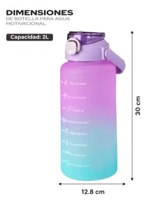 1 Botella De Agua 2 Litros Con Popote y Marcador De Tiempo para deportes y fitness, ideal para uso doméstico y de viaje al aire libre. Resistente a caídas y no se rompe fácilmente, Botella De Agua deportiva Motivacional 2 Litros Ag Box - Multicolor - Ver 5