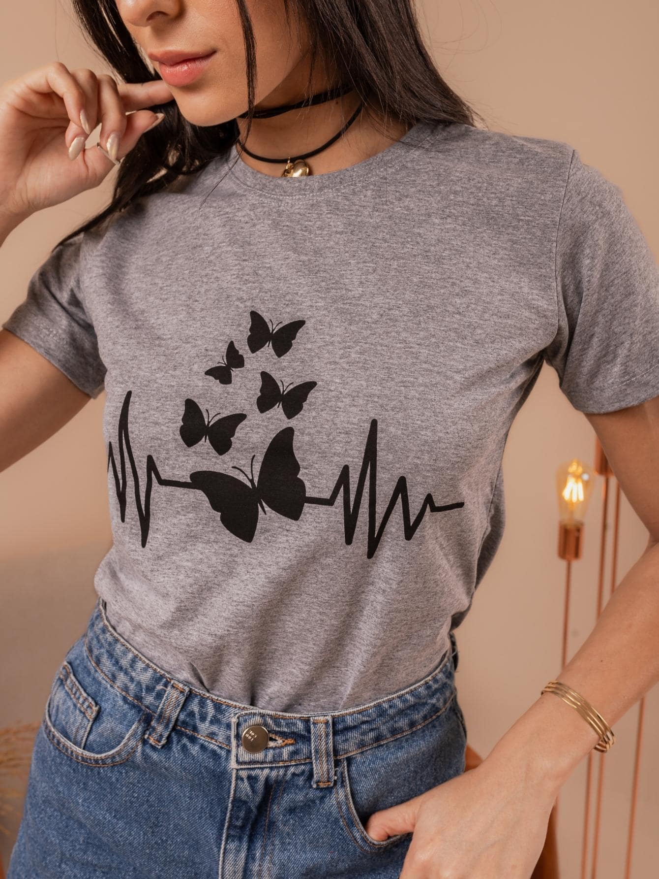 Women T-Shirts - 灰色 - 查看 1