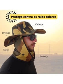 Oculos Jun Chapéu Pescador Camuflado Com Proteção - Verde Militar - Visão 3