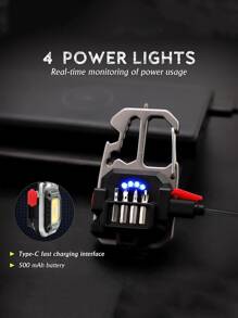 Multitool Keychain Lamp - LED Flashlight 7 Lighting Modes With Opener And Screwdrivers - 黑色 - 查看 2