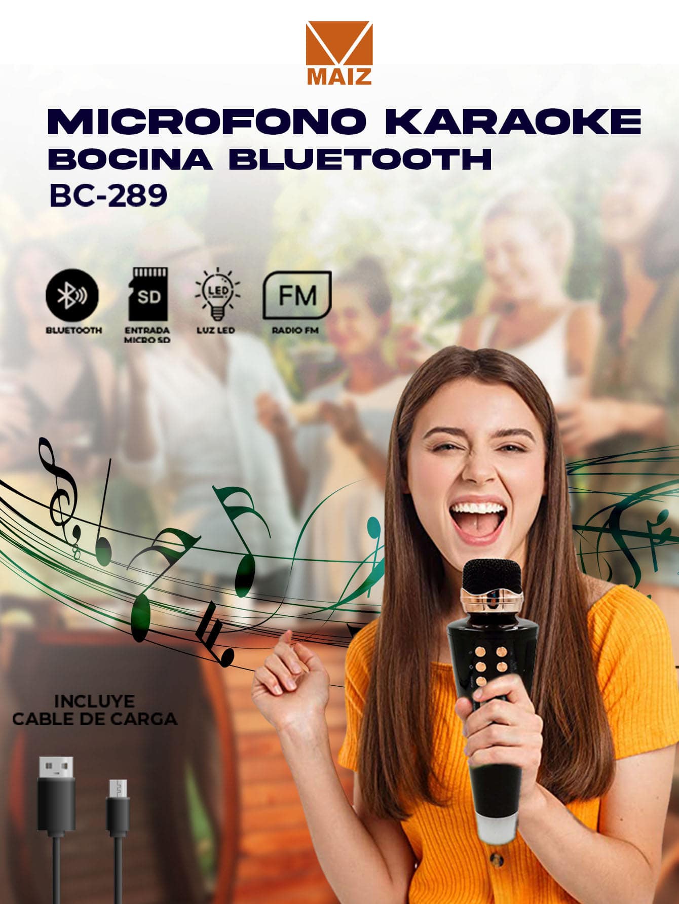 Micrófono Karaoke Bocina Bluetooth - Rojo - Ver 1