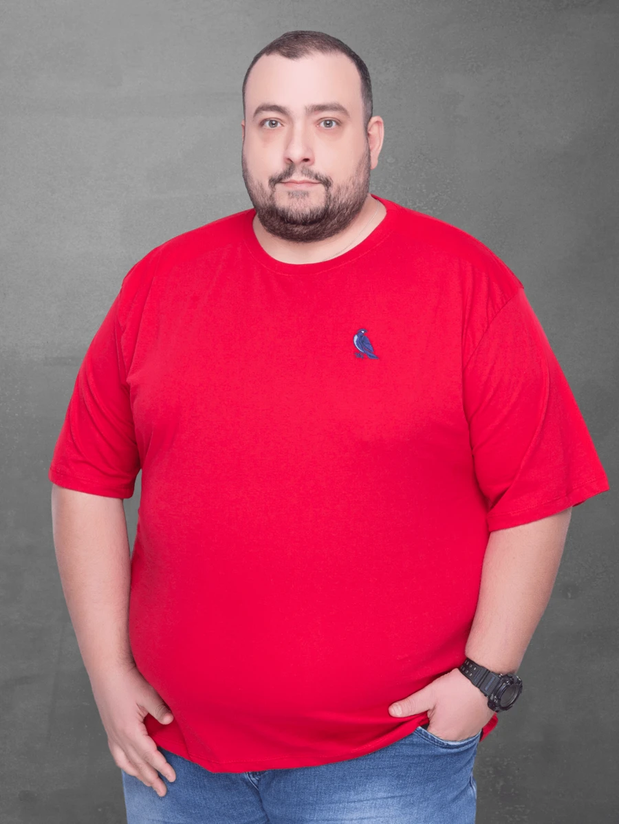 Men Plus Size T-Shirts - 紅色 - 查看 1