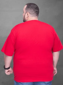 Men Plus Size T-Shirts - 紅色 - 查看 2
