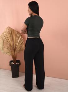 Women Pants - 黑色 - 查看 4