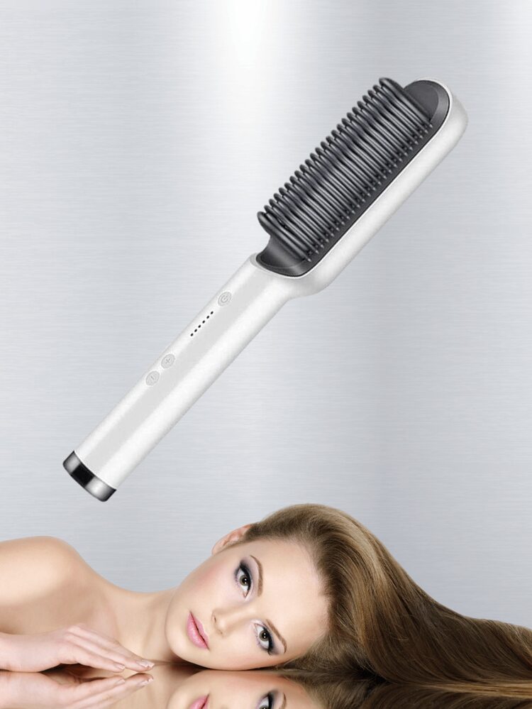peine para alisar el cabello iónico: cepillo para alisar el cabello y plancha para un calor uniforme - Multicolor - Añade 1