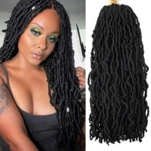 1包/18英寸假發式卷髮針織頭髮,適合非洲女性使用黑色卷髮 - 黑色 - 查看 1