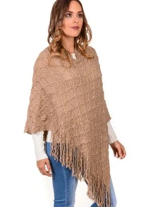 Warm Poncho Type Cape CMGZ-009 - Beige - View 3