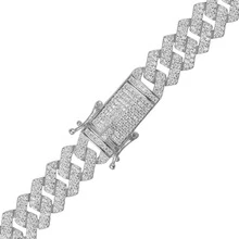 Cadena Gruesa Zig - Zag con Zirconia 50 Cm Plata .925 - Plateado - Ver 1