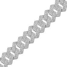 Cadena Gruesa Zig - Zag con Zirconia 50 Cm Plata .925 - Plateado - Ver 4