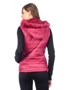 Chaleco calientito forrado con gorro desmontable CMNV-001 - Burdeos - Ver 3