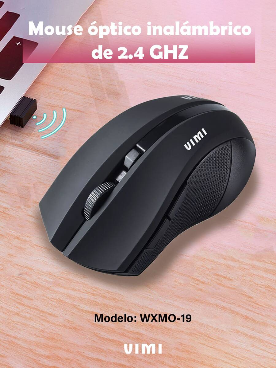 Mouse Optico Inalambrico Ergonomico Portatil Usb Laptop Pc - Negro - Ver 1