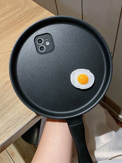 Apple Ugly 1pc Fried Egg & Funny Creative Frying Pan Design Shockproof Pc Phone Case Compatible With IPhone 15/15Pro/15Plus/15Promax Kawaii Waterproof Anti-Fall Scratch Resistant