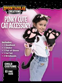 Cute Cat Girl Cosplay Accessory Set, 7Pcs Cat Ears Headband Tail Two Wristbands And Paws Gloves For Halloween Dress Up, Cat Cosplay, Animal Pretend Play - 粉色 - 查看 2