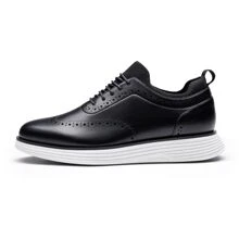 Men's Dress Sneakers Oxfords Casual Wingtip Brogue Lightweight Cushioning For Fitness Walking Running Black And White Shoes - màu đen - Xem 7