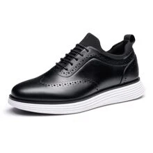 Men's Dress Sneakers Oxfords Casual Wingtip Brogue Lightweight Cushioning For Fitness Walking Running Black And White Shoes - màu đen - Xem 6