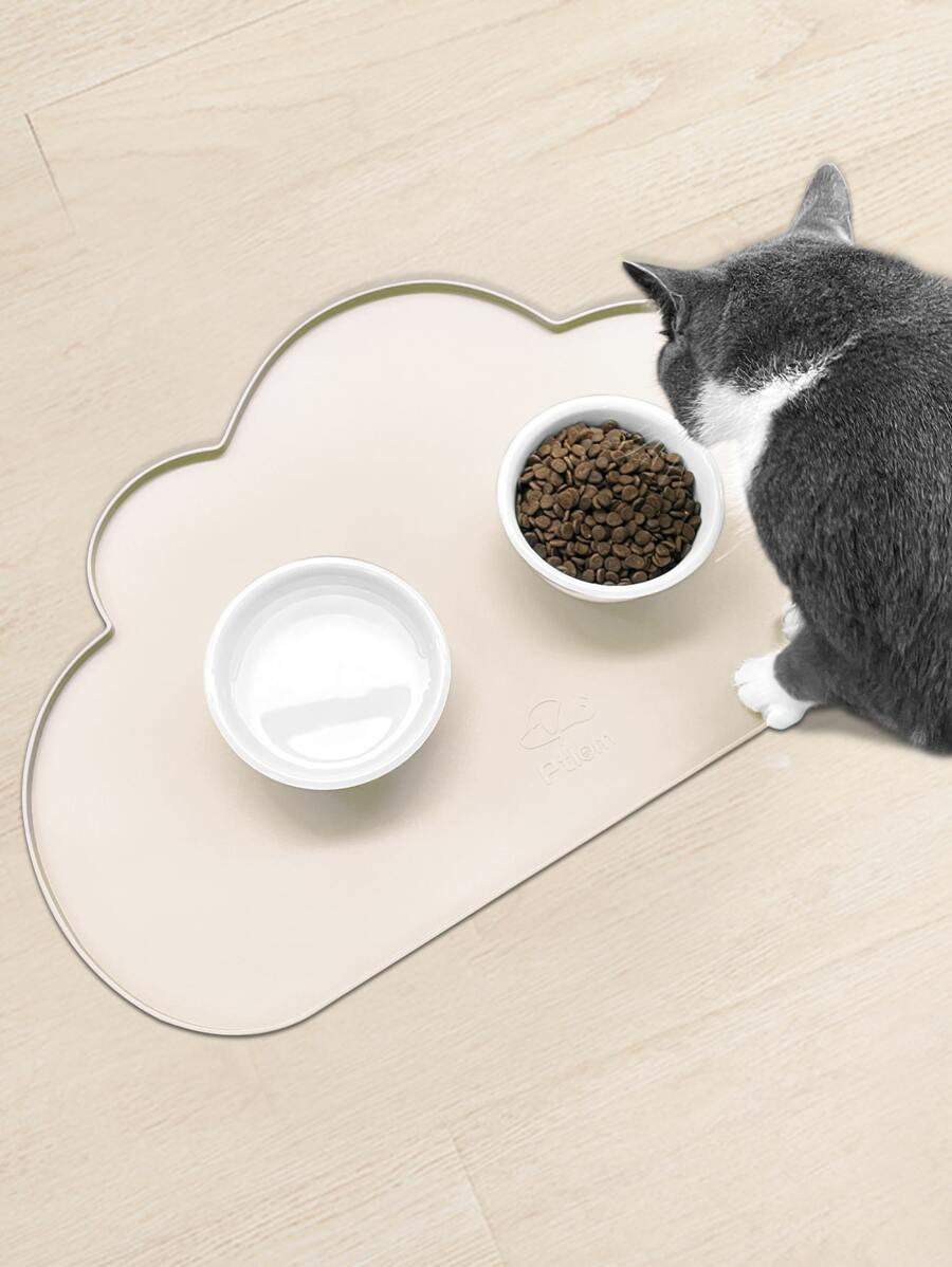 Chiếu ăn thú cưng Silicone Chó Mèo Món ăn Tấm lót Bát Tấm lót Hình đám Mây Nuôi thú cưng Tấm lót Màu be Lớn - Màu be - Xem 1