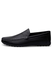 Men's Breathable Hollow Out Loafers, Fashionable And Versatile Casual Shoes - Black - View 7