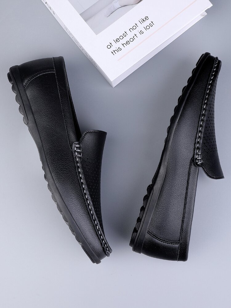 de hombres transpirable con abertura Mocasines , de moda con versátil casual Zapatos - Negro - Añade 4