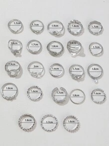 23pcs Luxury Light Eye & Faux Pearl & Rhinestone & Multi-Element Ring Set, Suitable For Women's Daily Wear