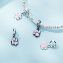 1入組925純銀黑色金色迷你貓爪吊墜動物釘珠適合女士適合DIY手環項鍊珠寶製作2色