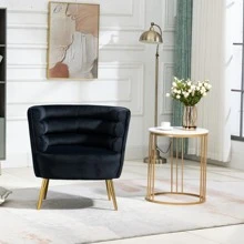 HOMEFUN Accent Chair Leisure Single Chair With Golden Feet - Black - View 1