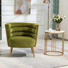 HOMEFUN Accent Chair Leisure Single Chair With Golden Feet - Olive Green - View 1