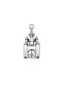 6入組城堡吊墜DIY珠寶製作配件製作用品 - 復古銀色 - 查看 2