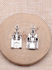6入組城堡吊墜DIY珠寶製作配件製作用品 - 復古銀色 - 查看 3