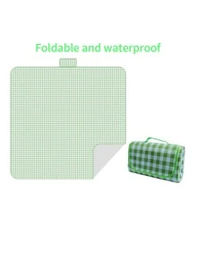 1入組綠色格紋戶外露營&野餐墊,加厚防水&防潮海灘地墊 - 綠色 - 查看 7