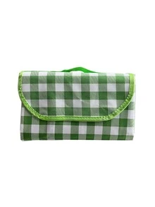1入組綠色格紋戶外露營&野餐墊,加厚防水&防潮海灘地墊 - 綠色 - 查看 8