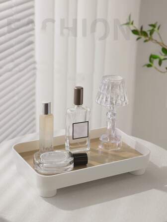 JACENHONE Bandeja cuadrado de madera para perfume Vela , de bambú cocina fregadero encimera Organizador para mantener de vidrio , Esponja con Jabón cuarto de baño Organizador café mesa decorativo Bandeja