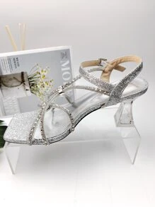 女士高跟涼鞋 - 銀色 - 查看 3
