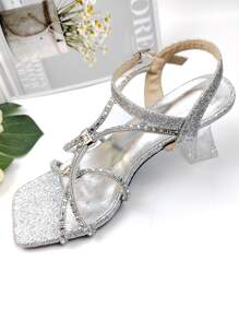 女士高跟涼鞋 - 銀色 - 查看 1