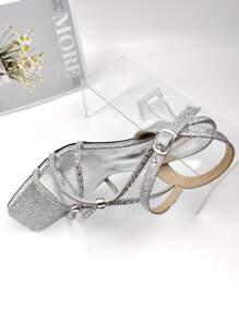 女士高跟涼鞋 - 銀色 - 查看 2