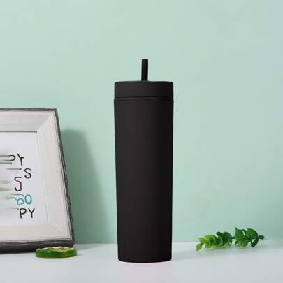 1 st. 16 oz Dubbelt Lager Halmkopp , Idrott Enfärgad Vattenflaska , Bärbar Kopp För sommaren