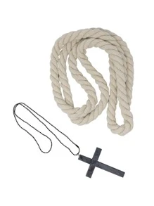 Adult Medieval Hooded Monk Cloak Renaissance Priest Robe Halloween Costume - Black - View 2