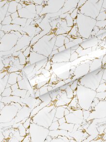 1pc Waterproof & Oil-Proof Self-Adhesive Film With Platinum Marble Pattern For Kitchen, Bathroom, Cabinet And Table Renovation, Stickers, Wall Decal, Vinyl Decal For Home Decorations, Spring Decoration Items Refresh Your Home, Rama Decoration Stickers Gifts Birthday Graduation - White - View 10