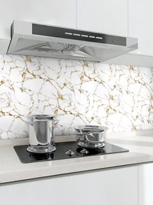 1pc Waterproof & Oil-Proof Self-Adhesive Film With Platinum Marble Pattern For Kitchen, Bathroom, Cabinet And Table Renovation, Stickers, Wall Decal, Vinyl Decal For Home Decorations, Spring Decoration Items Refresh Your Home, Rama Decoration Stickers Gifts Birthday Graduation - White - View 8