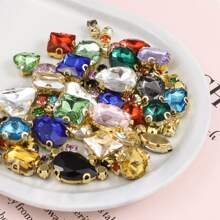 1 Gói Khoảng 130 Viên Đá Rhinestone May Vàng, Nhiều Hình Dạng Đá Rhinestone, Đá Quý Kim Loại May, Bạc - Nhiều màu - Xem 3