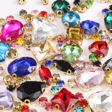 1 Gói Khoảng 130 Viên Đá Rhinestone May Vàng, Nhiều Hình Dạng Đá Rhinestone, Đá Quý Kim Loại May, Bạc - Nhiều màu - Xem 4
