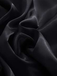 YIMEIS 1 件缎纹纯色装饰抱枕套（不含枕芯） - 黑色 - 查看 3