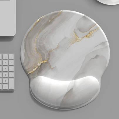 1 Miếng Trắng In Đá cẩm thạch Phần còn lại cổ tay Miếng lót chuột , Chế tạo Của Tơ sữa Chất vải Và Cao su Đáy , Tương thích với Nhiều loại Kích thước Của Chuột