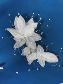 Linda tiara de noiva com detalhes decorativos. Acessórios para o Dia dos Namorados. - Bege - Ver 6