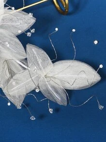 Linda tiara de noiva com detalhes decorativos. Acessórios para o Dia dos Namorados. - Bege - Ver 8