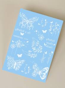 Hình xăm dán , 1 tờ Loại bướm & Hoa Hình xăm tạm thời Đối với phụ nữ , Hình xăm dán Người lớn , Thực tế Hình xăm Loại bướm , Đối với phụ nữ Và Cô gái - trắng - Xem 4